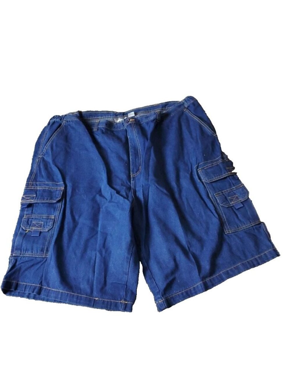 KingSize Cargo Jean Shorts Mens 52 Big Tall Blue Cotton Elastic Jorts y2k
